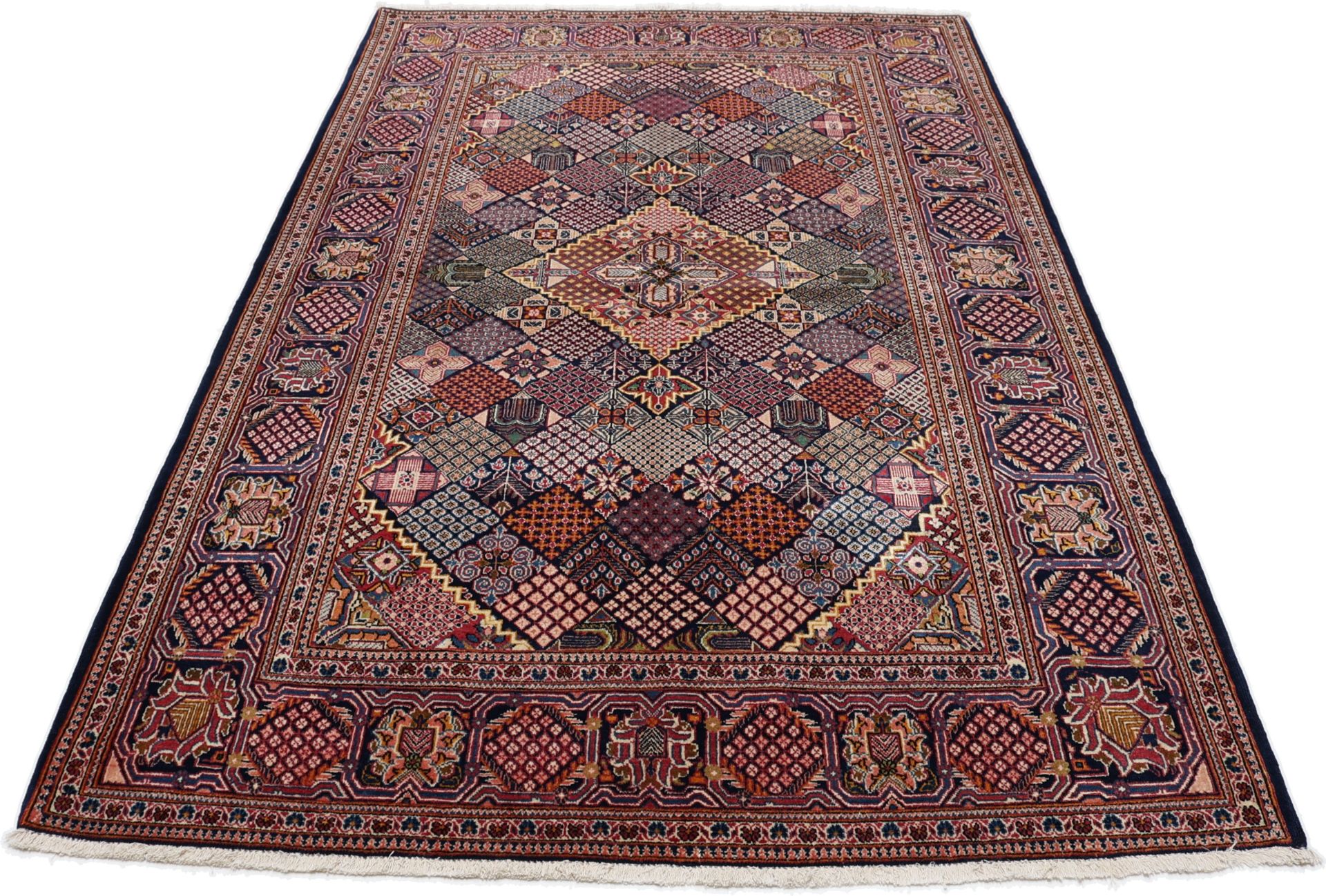 Perserteppich Kashan 137 x 222 cm Schurwolle handgeknüpft antik