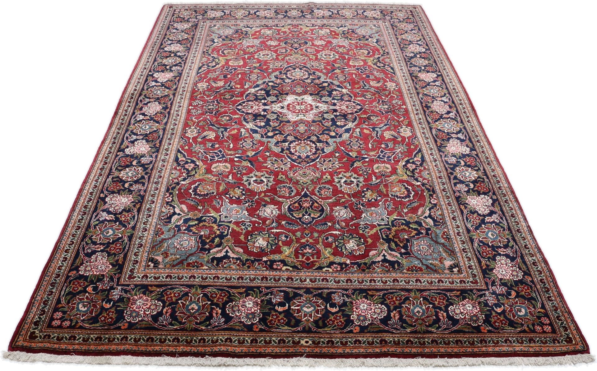 Perserteppich Kashan 133 x 213 cm Schurwolle Seide handgeknüpft