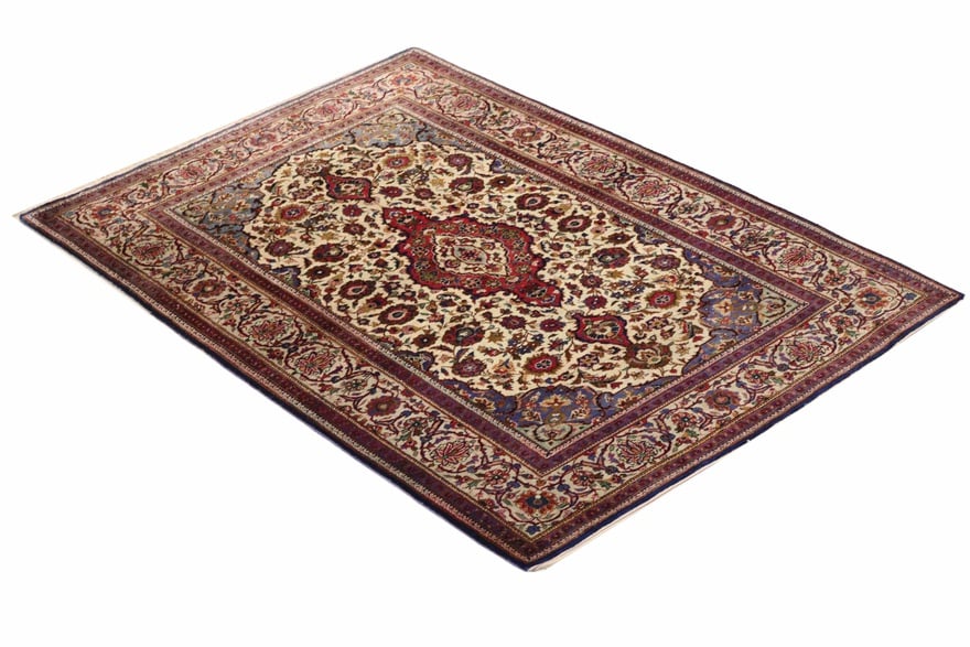 Perserteppich Kashan 154 x 103 cm Seide handgeknüpft antik