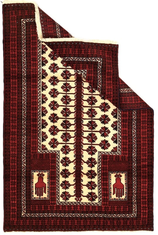 Perserteppich Belutsch 148 x 97 cm Wolle handgeknüpft rot-orange