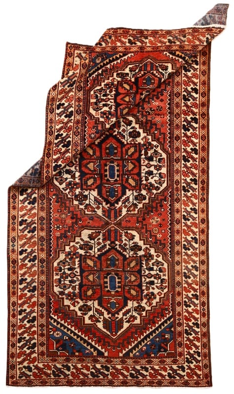 Perserteppich Hamadan 311 x 157 cm Wolle handgeknüpft Rot-Orange