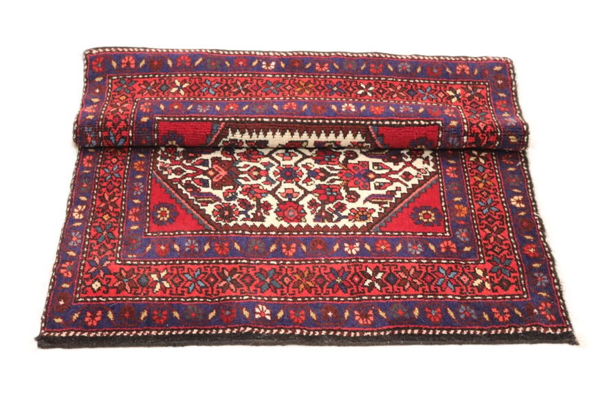 Perserteppich 107 x 70 cm Wolle handgeknüpft Rot-Orange