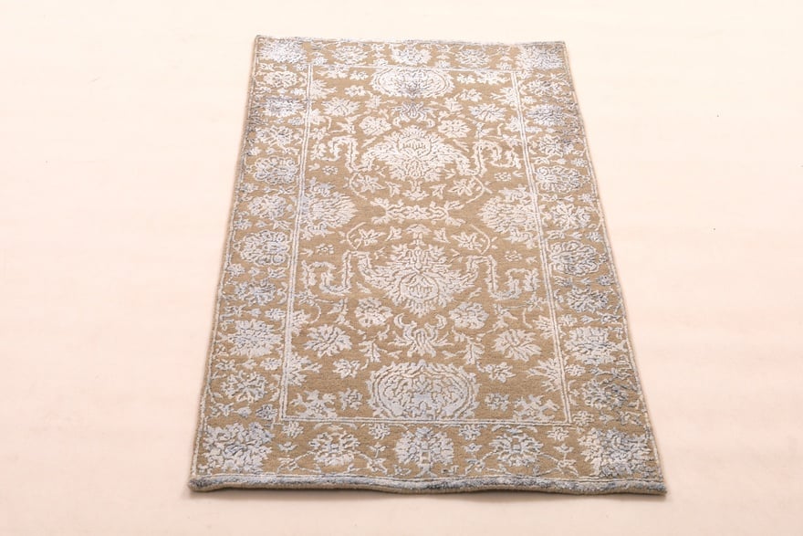 Orientteppich Indien 141 x 72 cm Wolle-Bambusseide handgeknüpft