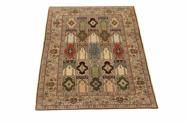 Orientteppich China 140 x 93 cm Seide handgeknüpft weiß-beige