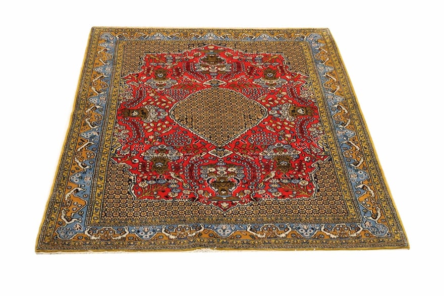 Perserteppich 202 x 150 cm Wolle handgeknüpft Ghom
