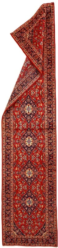 Perserteppich Kashan 425 x 95 cm Wolle handgeknüpft Läufer