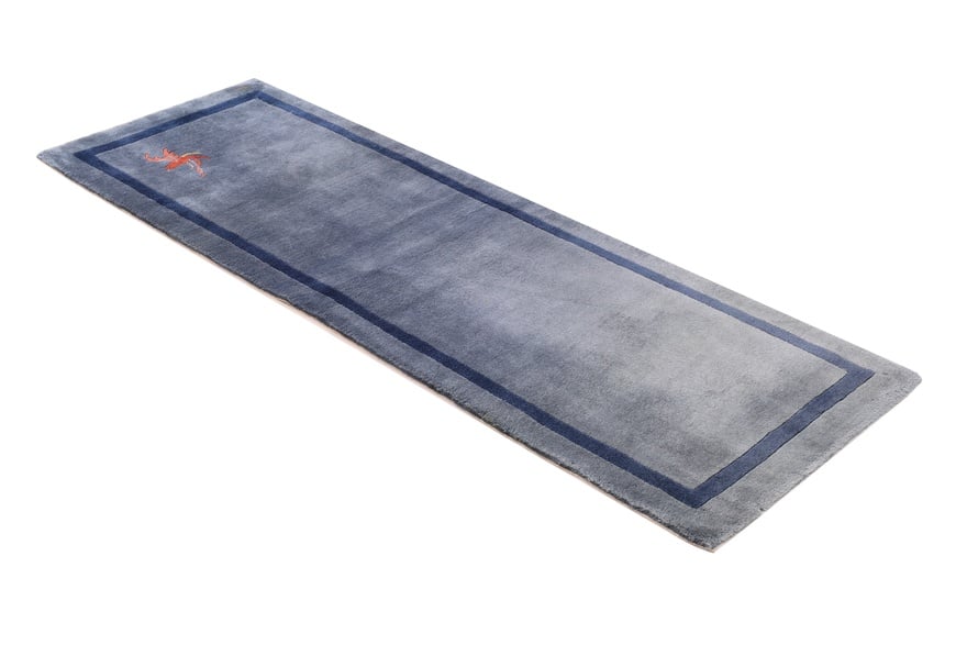 Orientteppich China 210 x 74 cm Wolle handgeknüpft Blau-Türkis