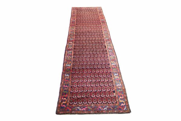 Perserteppich 480 x 110 cm Wolle Handgeknüpft Rot-Orange