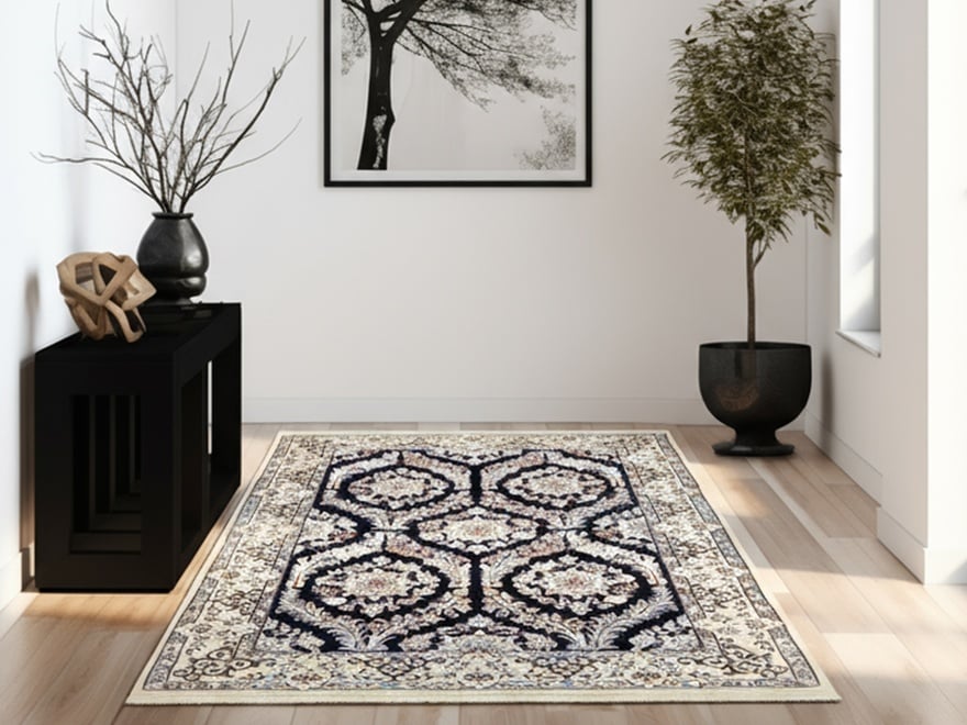 Perserteppich 145 x 99 cm Wolle-Seide handgeknüpft