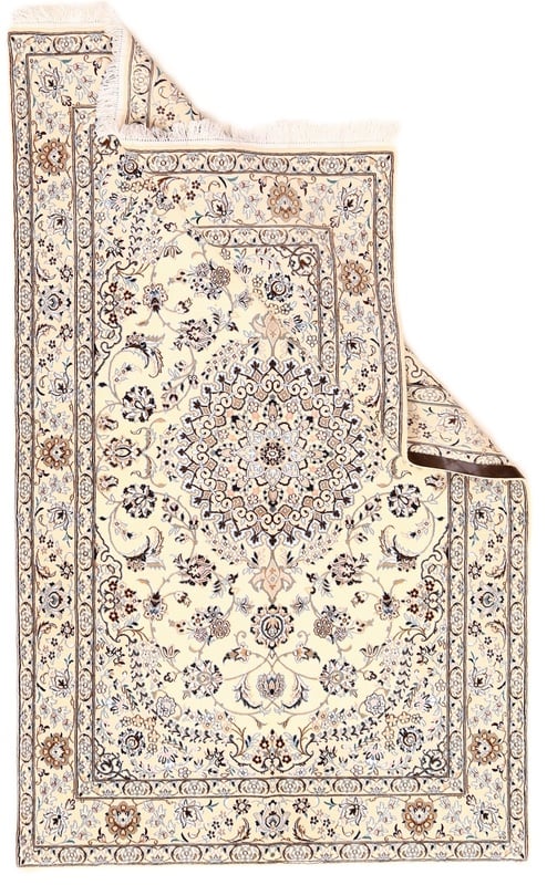 Perserteppich 244 x 153 cm Wolle Seide handgeknüpft Nain
