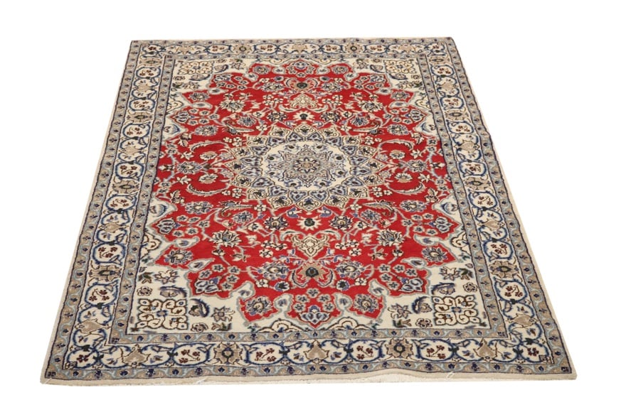 Perserteppich Nain 198 x 125 cm Wolle handgeknüpft Mehrfarbig