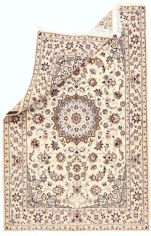 Perserteppich 205 x 134 cm Wolle und Seide handgeknüpft