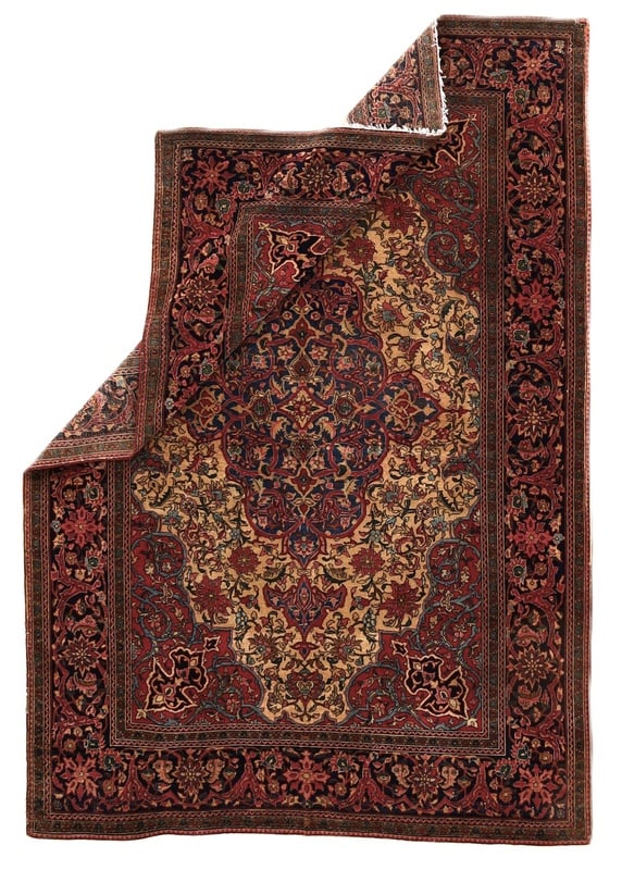 Perserteppich Isfahan 203 x 142 cm Wolle handgeknüpft antik