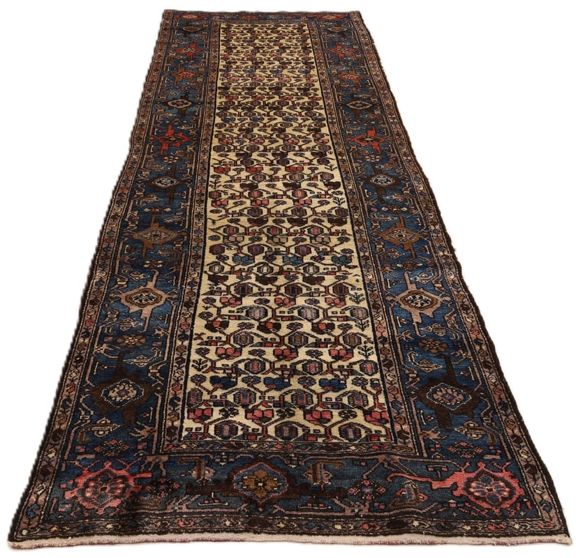 Perserteppich Malayer 387 x 120 cm Wolle handgeknüpft Antik