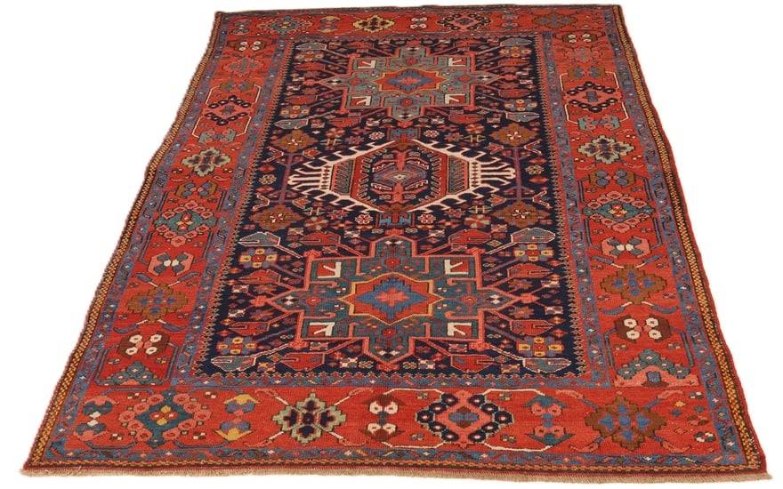 Perserteppich Heriz 192 x 150 cm Wolle handgeknüpft Antik