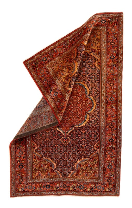 Perserteppich 208 x 132 cm Wolle handgeknüpft Antik
