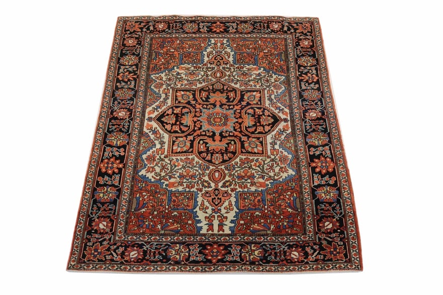Perserteppich 150 x 109 cm Wolle handgeknüpft Antik