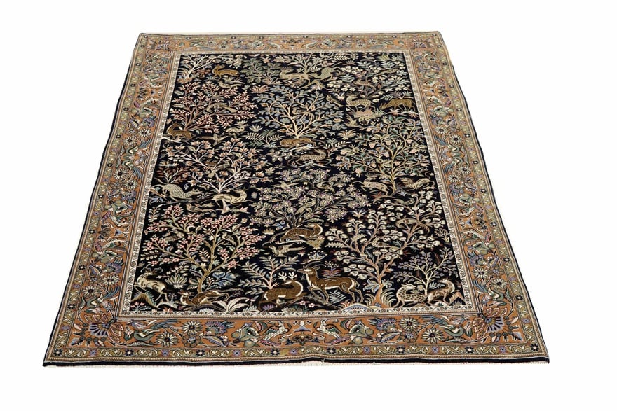 Perserteppich Ghom 212 x 141 cm Wolle handgeknüpft Antik