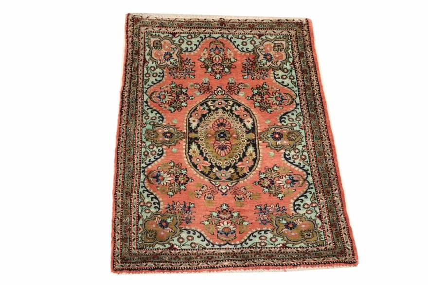 Perserteppich Ghom 86 x 56 cm Seide handgeknüpft antik