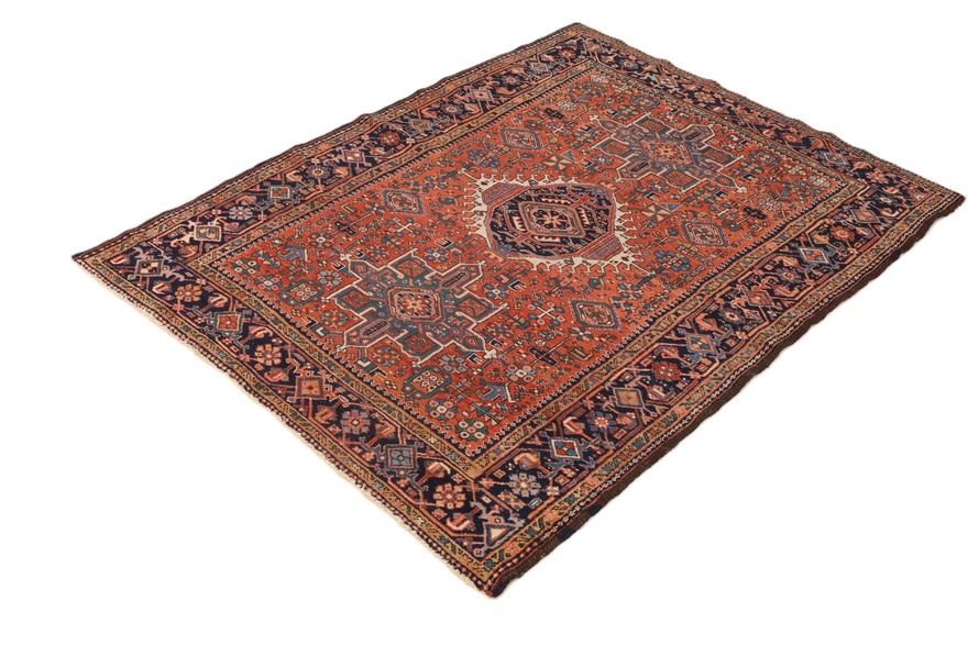 Perserteppich Heriz 185 x 140 cm Wolle Seide handgeknüpft antik