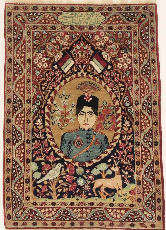 Perserteppich Kerman 87 x 60 cm Wolle handgeknüpft antik