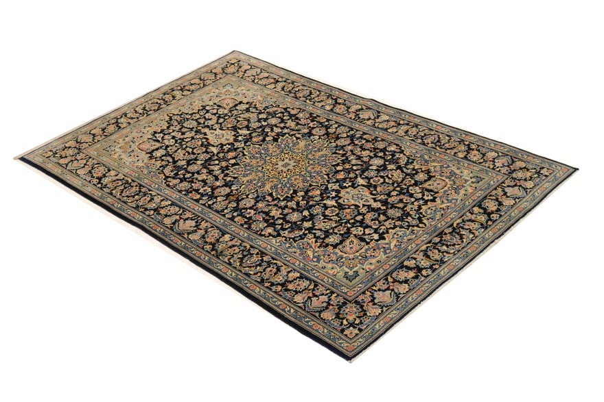 Perserteppich Kashan 215 x 137 cm Wolle handgeknüpft Antik