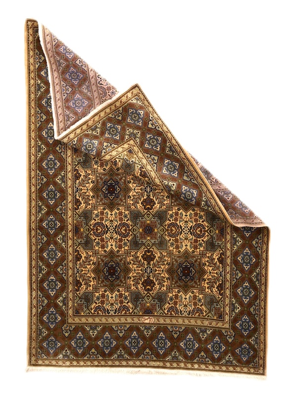 Perserteppich Kashan 198 x 136 cm Wolle und Seide handgeknüpft