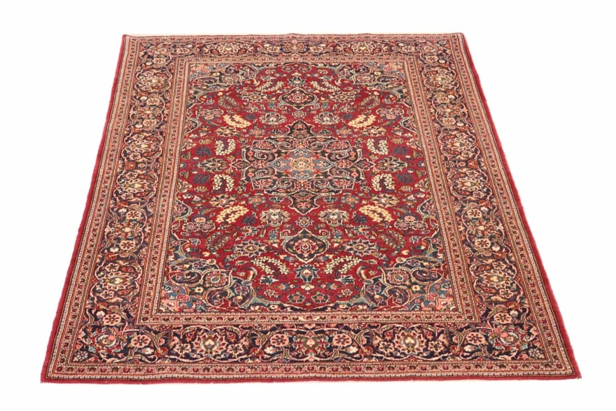 Perserteppich Kashan 214 x 137 cm Schurwolle handgeknüpft Antik