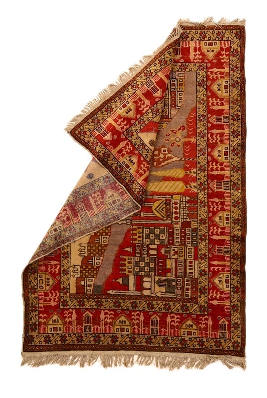 Orientteppich Türkei 200 x 140 cm Wolle Seide handgeknüpft Antik