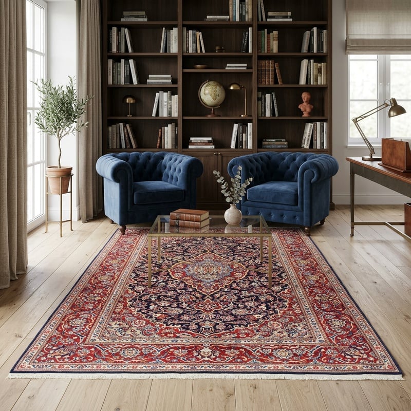 Perserteppich Kashan 218 x 140 cm Wolle handgeknüpft antik