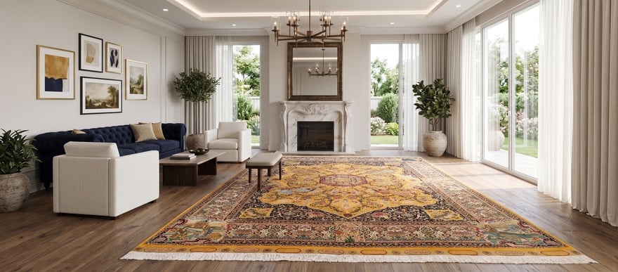 Perserteppich Tabriz 410 x 300 cm Wolle und Seide handgeknüpft