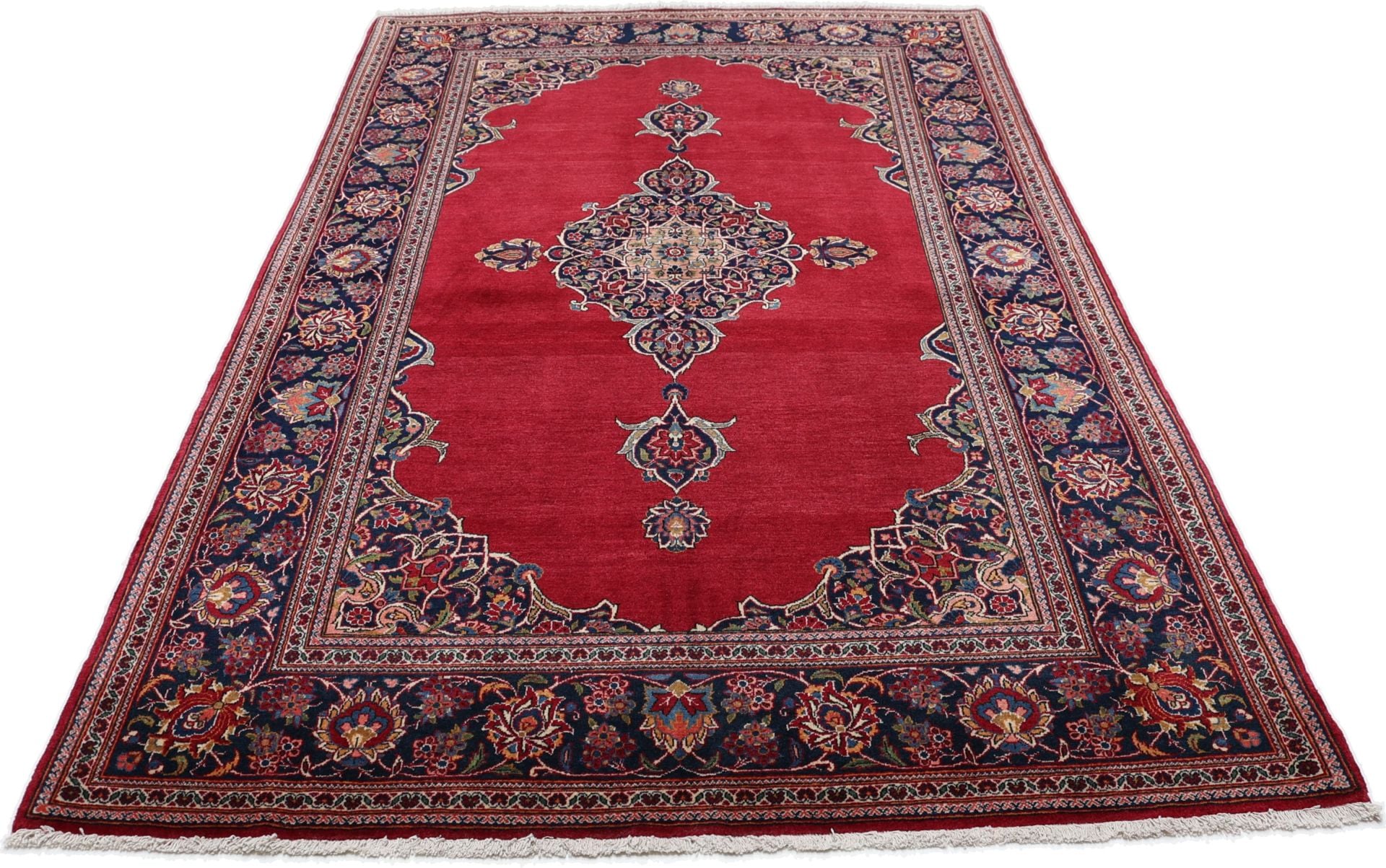 Perserteppich Kashan 136 x 218 cm Schurwolle handgeknüpft antik