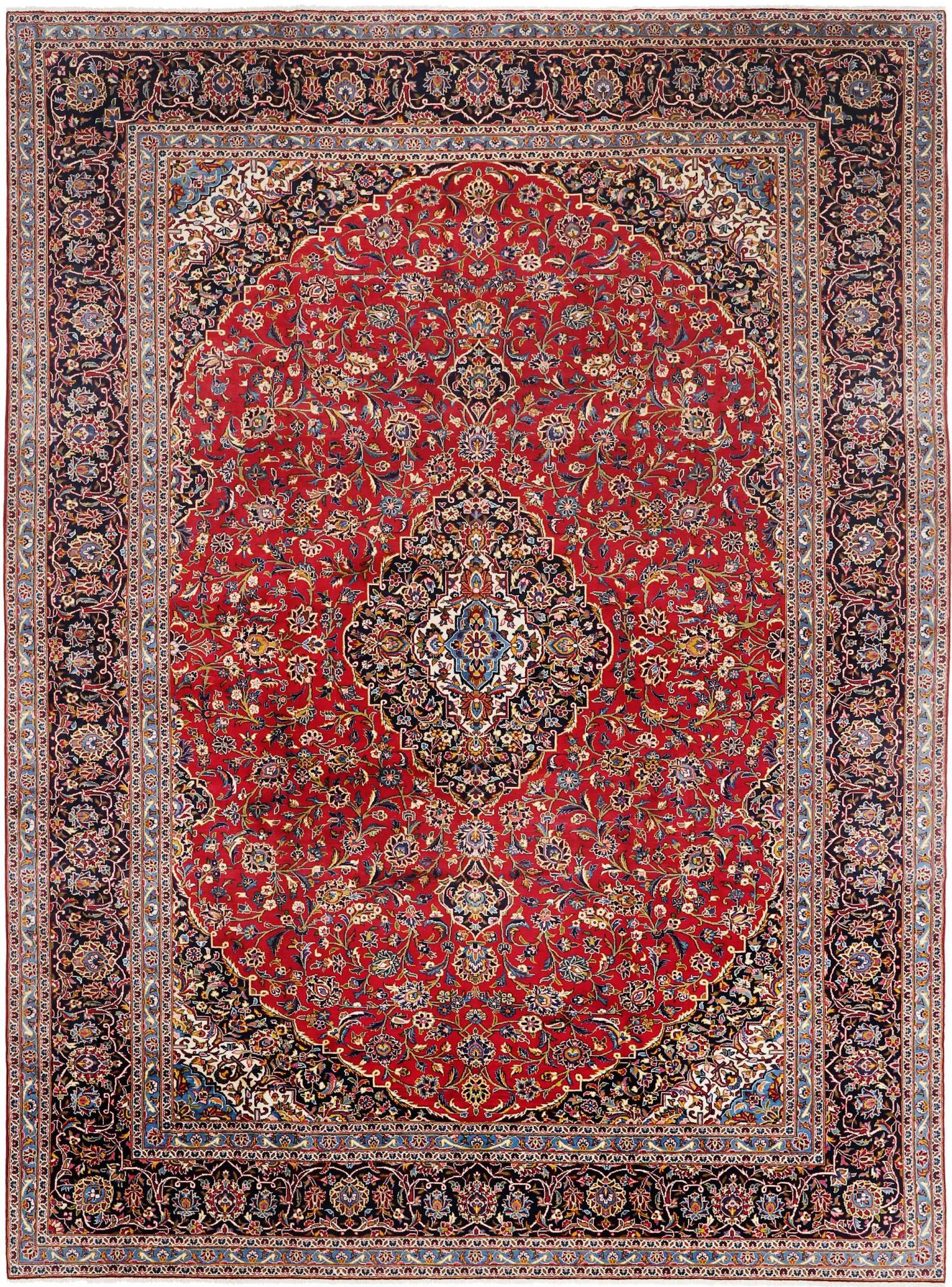 Perserteppich Kashan 356 x 486 cm Schurwolle handgeknüpft