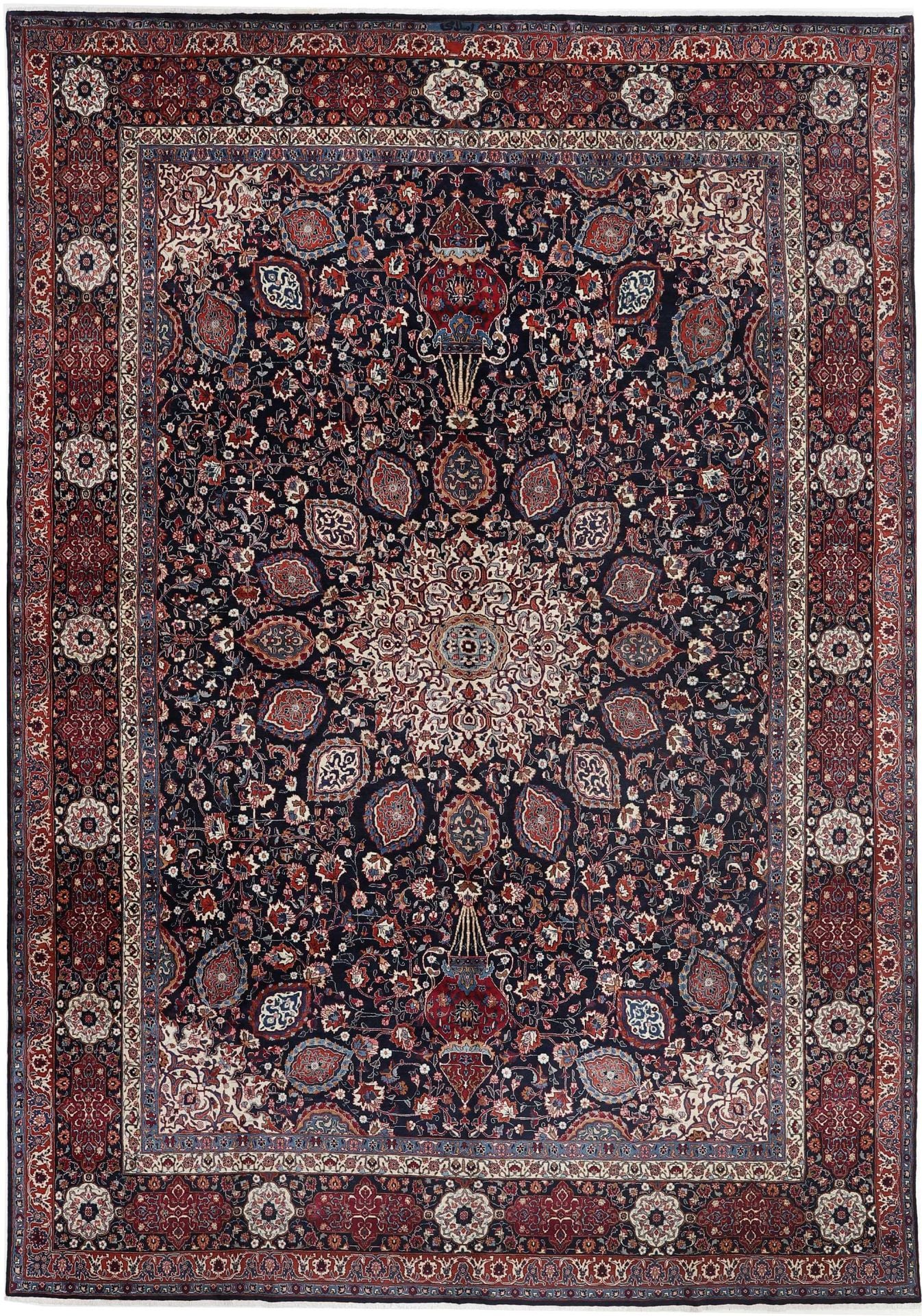 Perserteppich Mashad 347 x 502 cm Schurwolle handgeknüpft Medaillon