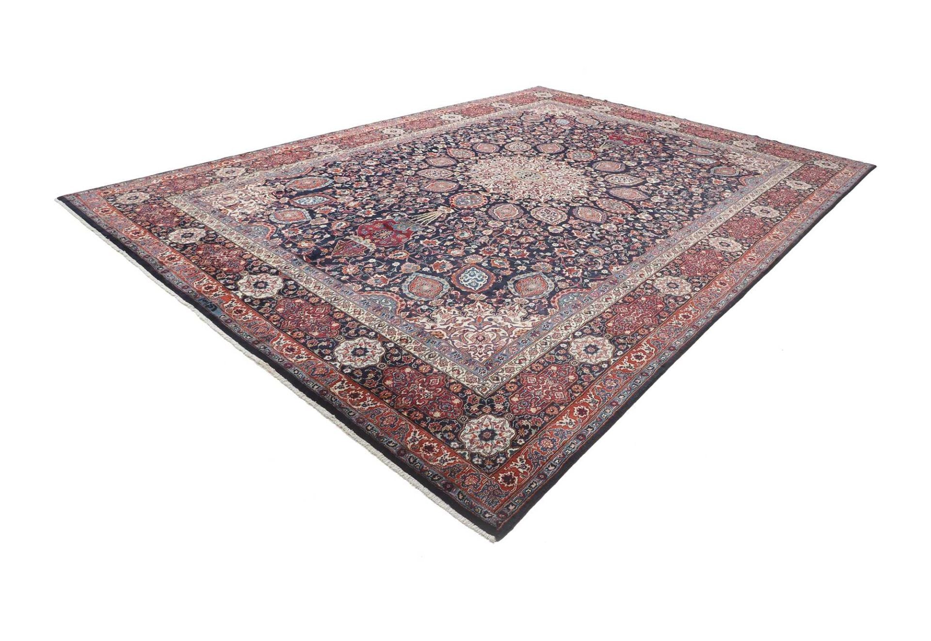 Perserteppich Mashad 347 x 502 cm Schurwolle handgeknüpft Medaillon
