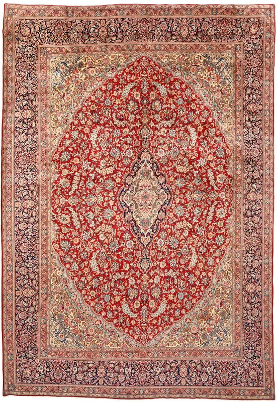 Perserteppich Kerman 419 x 319 cm Wolle handgeknüpft rot-orange