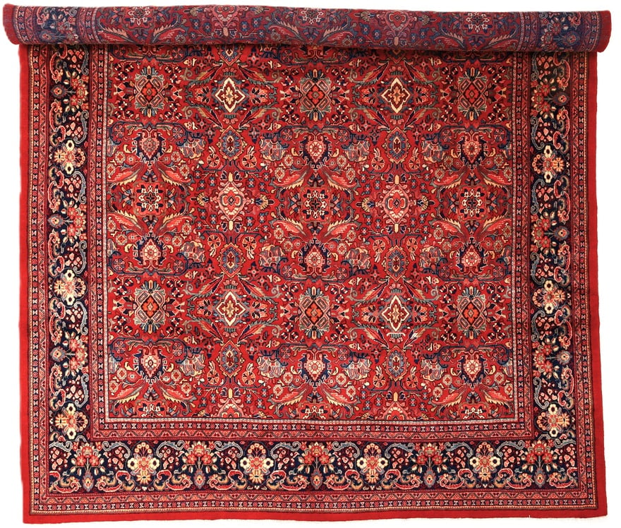 Perserteppich Sarough 526 x 345 cm Wolle handgeknüpft Rot-Orange