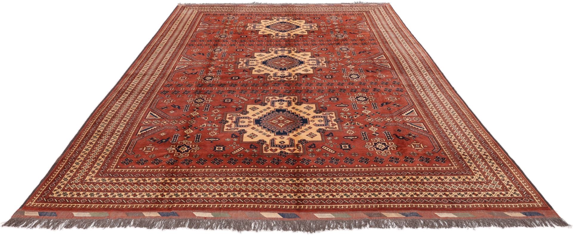 Orientteppich Afghan 405 x 297 cm Schurwolle handgeknüpft