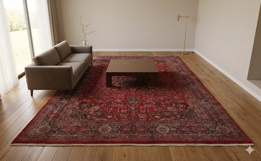 Perserteppich Mashhad 480 x 338 cm Wolle handgeknüpft rot-orange