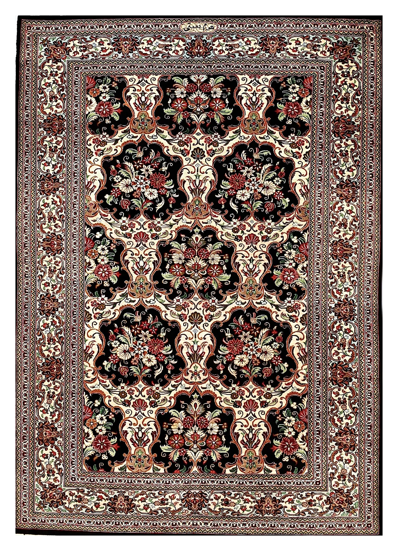 Ghom Seidenteppich signiert „Nemati“ 114 x 80 cm Seide auf Seidenkette