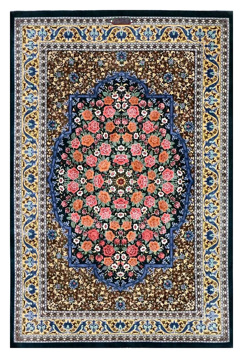 Ghom Seidenteppich signiert „Mohseni“ 191 x 130 cm Seide auf Seidenkette H1