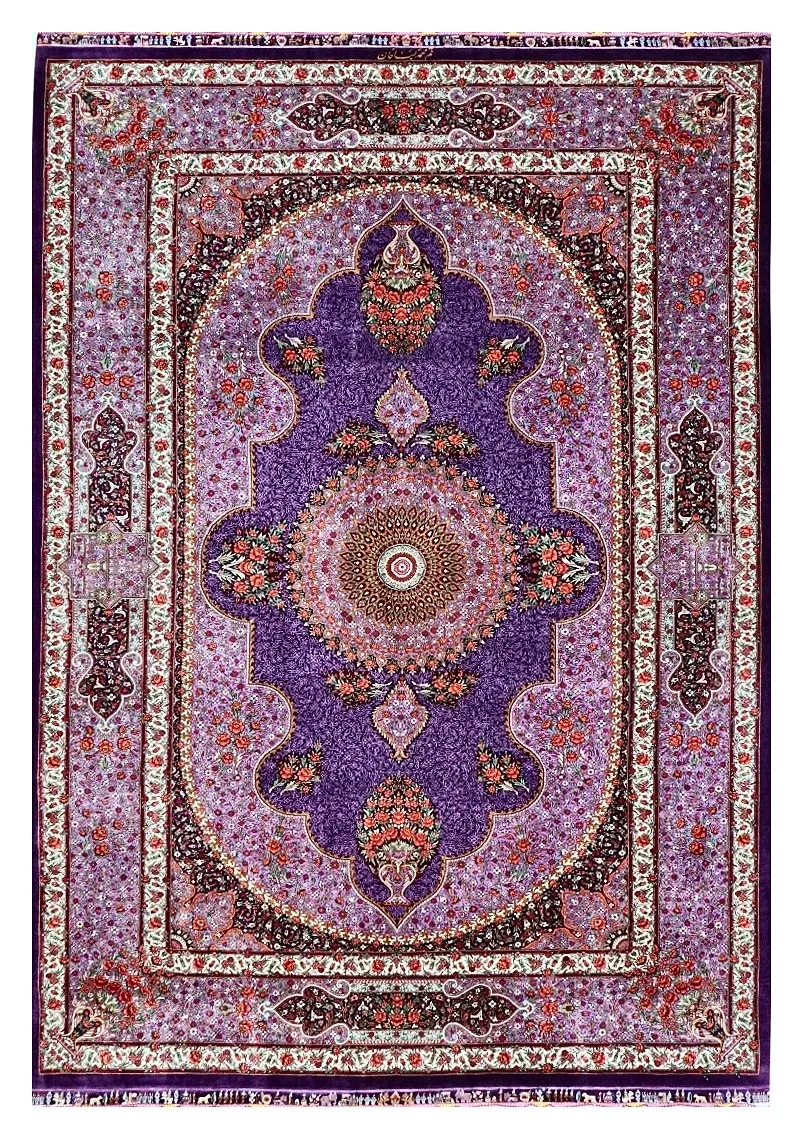 Ghom Seidenteppich signiert „Mohammad Labbafan“ 195 x 134 cm Seide auf Seidenkette H1