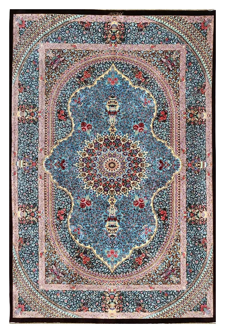 Ghom Seidenteppich signiert „Alipoor“ 200 x 133 cm Seide auf Seidenkette H1