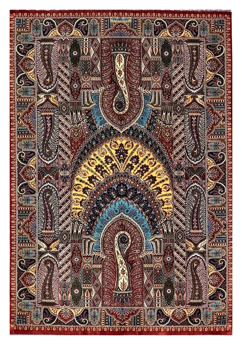 Ghom Seidenteppich signiert „Kashizadeh“ 205 x 140 cm Seide auf Seidenkette H1