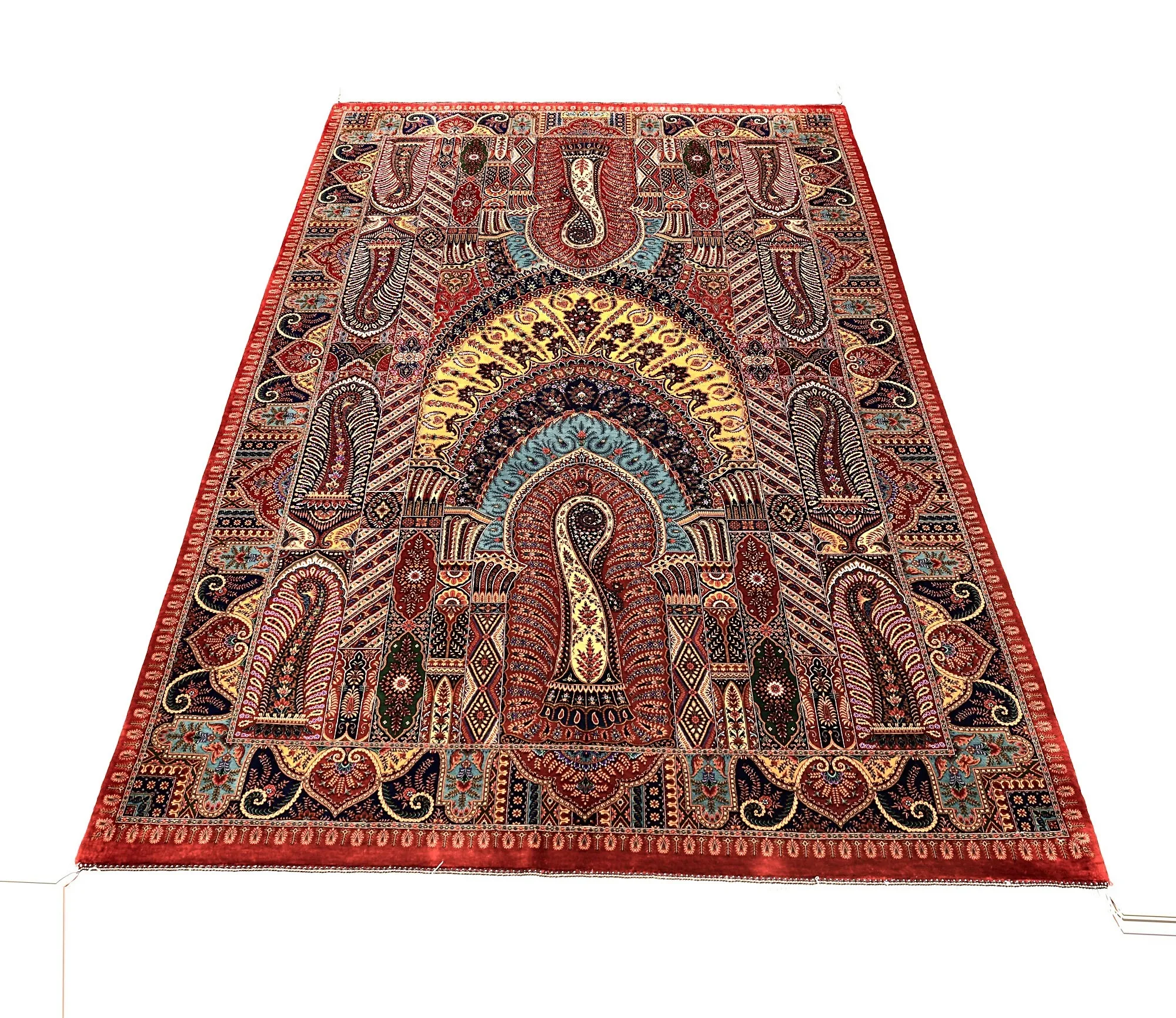 Ghom Seidenteppich signiert „Kashizadeh“ 205 x 140 cm Seide auf Seidenkette H1