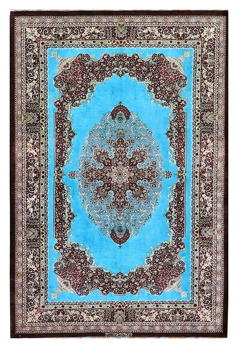 Ghom Seidenteppich signiert „Talakub“ 202 x 135 cm Seide auf Seidenkette H1