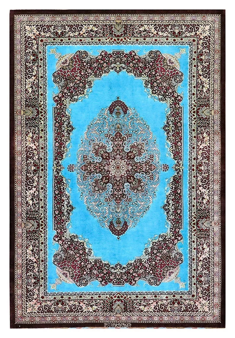 Ghom Seidenteppich signiert „Talakub“ 200 x 135 cm Seide auf Seidenkette H1