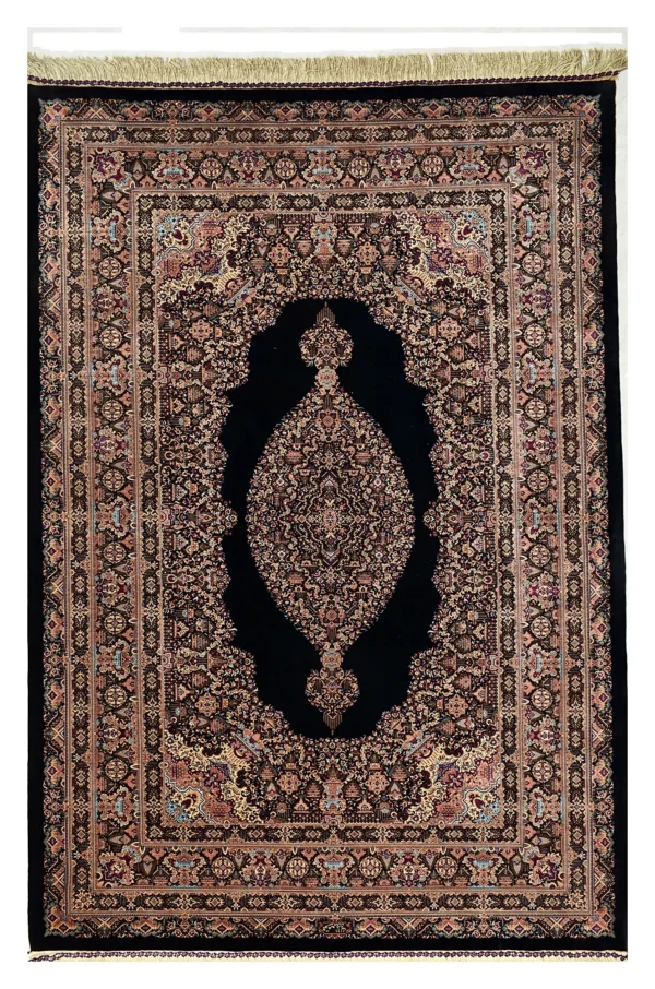 Ghom Seidenteppich signiert „Memarian“ 205 x 135 cm Seide auf Seidenkette H1