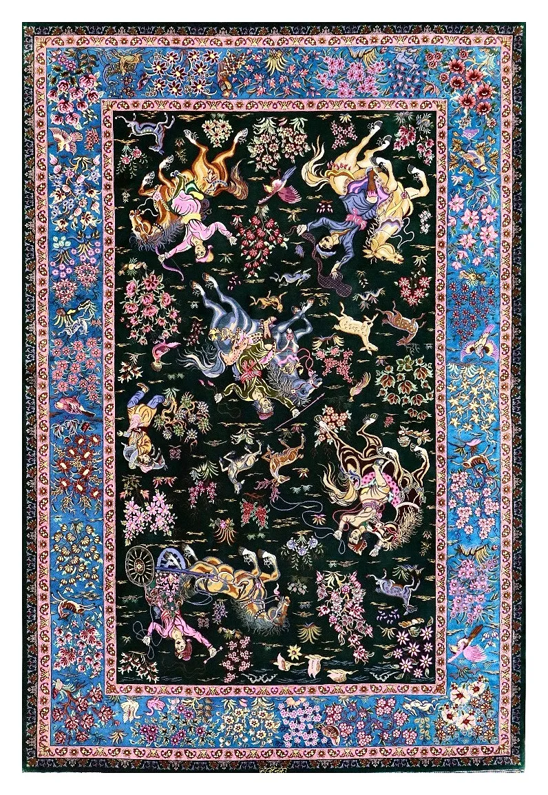 Ghom Seidenteppich signiert „Sharifi“ 204 x 136 cm Seide auf Seidenkette H1