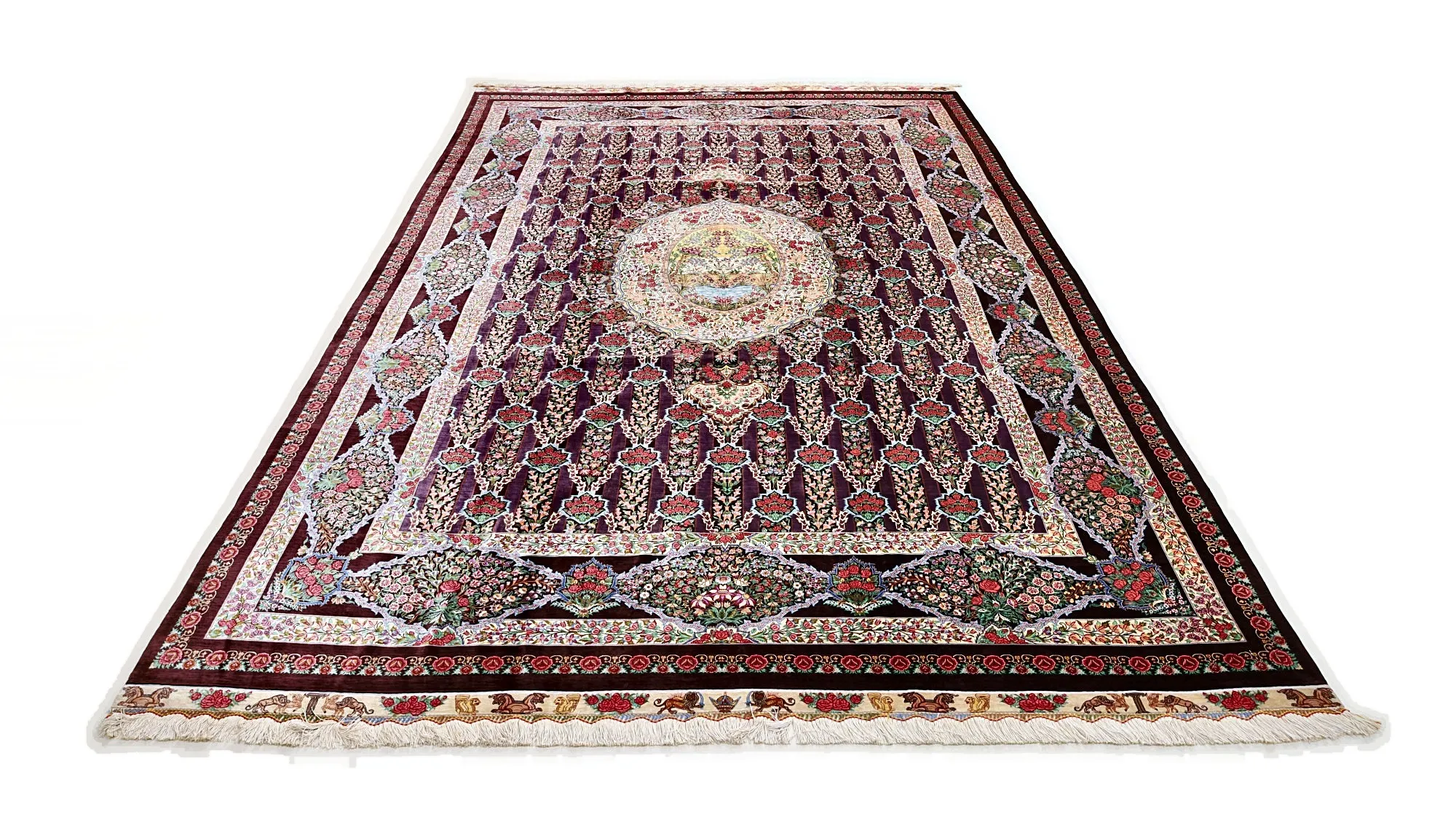 Ghom Seidenteppich signiert „Mardani“ 347 x 247 cm Seide auf Seidenkette H1